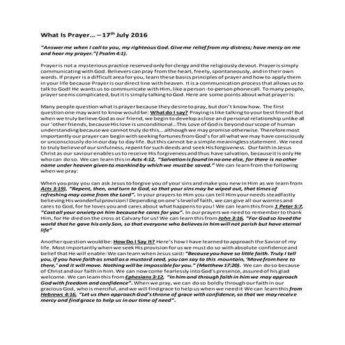 17th July 2016 - What is Praye...