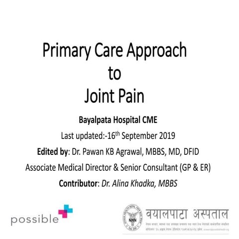 Primary care approach to joint pain | PPTX
