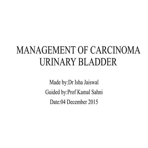 carcinoma urinary bladder management 
