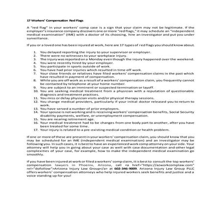 17 workers compensation red flags | DOCX