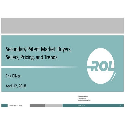 Secondary Patent Market: Buyers, Sellers, Pricing and Trends