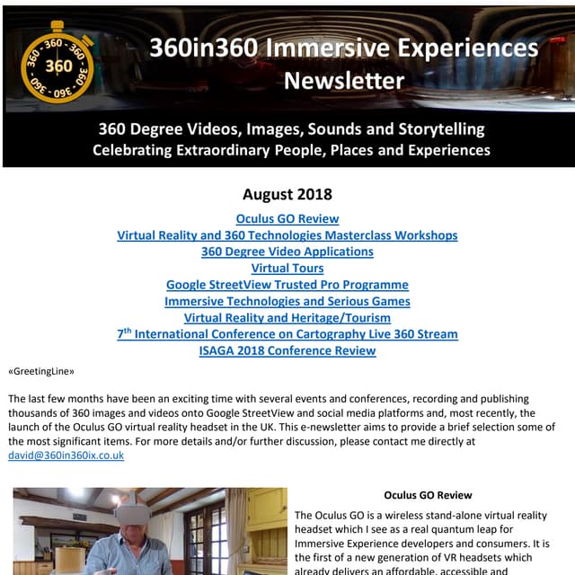 360in360 Immersive Experiences August Newsletter