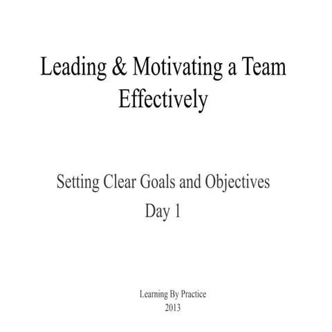 Leading & Motivating a Team  Effectively