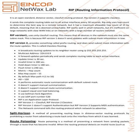 RIP (routing information protocol)