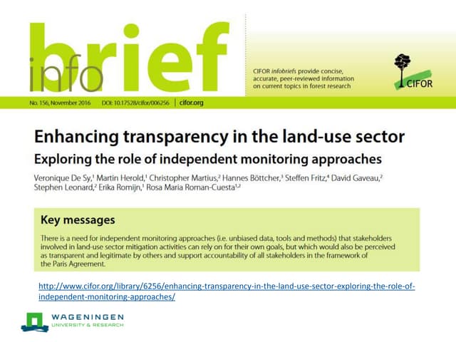 thumbnail of  Enhancing transparency in the land use sector