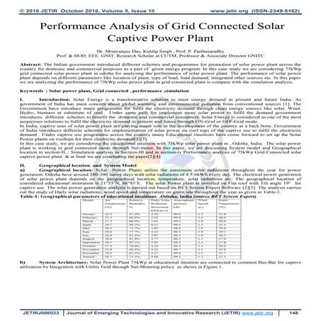 Performance Analysis of Grid Connected Solar Captive Power Plant | PDF