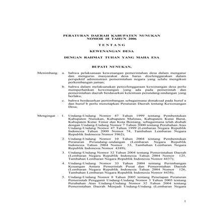 Perda Kabupaten Nunukan Tentang Kewenangan Desa