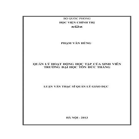 Luận văn: Quản lý hoạt động học tập của sinh viên Trường Đại học Tôn Đức Thắng