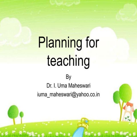 Pedagogy of teaching - Planning for teaching