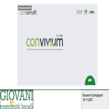 18.11.2021 Cosa succede in città, un aggiornamento sulle politiche giovanili, Trento, Convivium on line,
