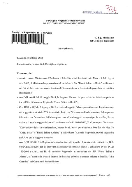 25.10.22 Chiarimenti sui ritardi in merito all’abbattimento del ...
