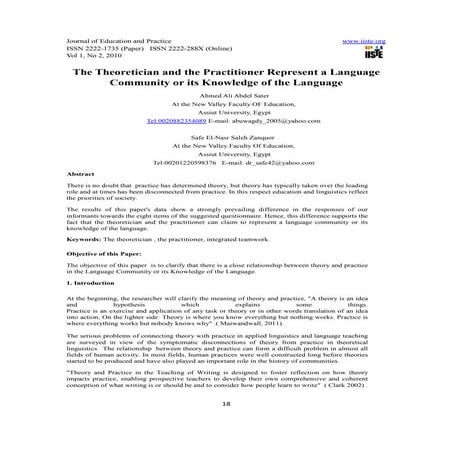 [18 27]the theoretician and the practitioner represent a language community o...
