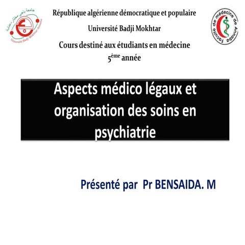 Aspect médicaux légaux et organisation des soins | PDF