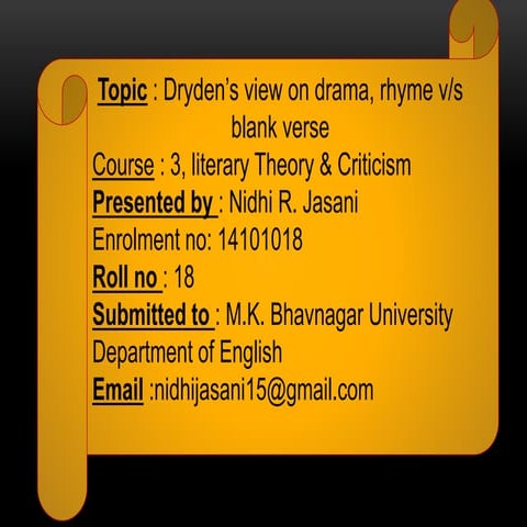 Dryden's view on drama