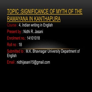 Significance of myth of Ramayana in...