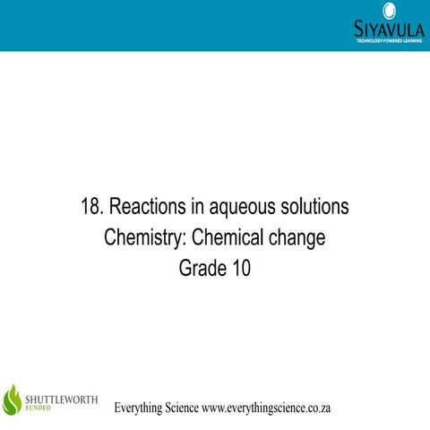 Reactions in aqueous solution