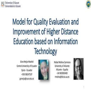Model for Quality Evaluation and Improvement of Higher Distance ...
