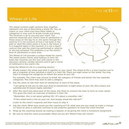 Wheel of Life Exercise (worksheet)