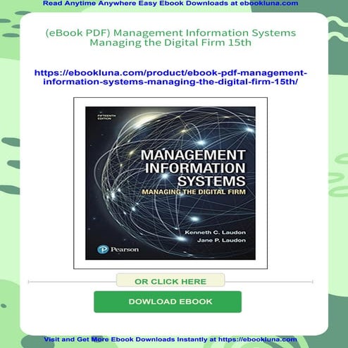 (eBook PDF) Management Information Systems Managing the Digital Firm 15th