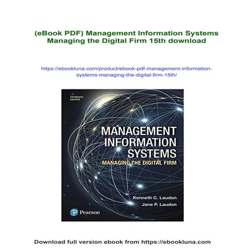 (eBook PDF) Management Information Systems Managing the Digital Firm 15th