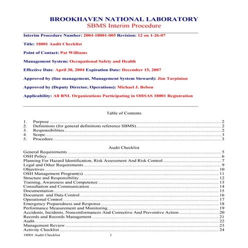 18001 audit-checklist