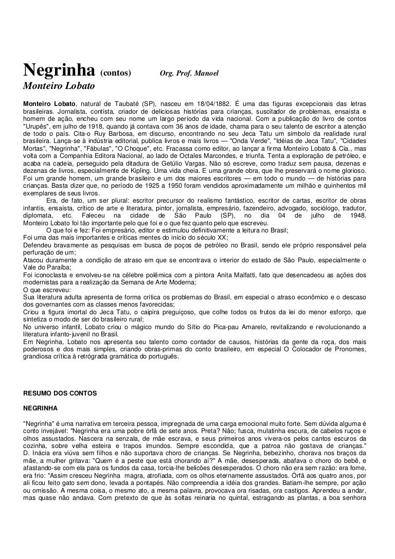18012180 Negrinha Resumo Dos Contos 1