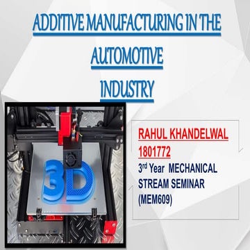  Additive manufacturing in the automotive industry