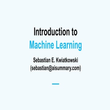 Introduction to Machine Learning | PPT
