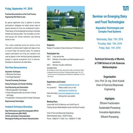 Seminar on Emerging Dairy and Food Technologies 2018 