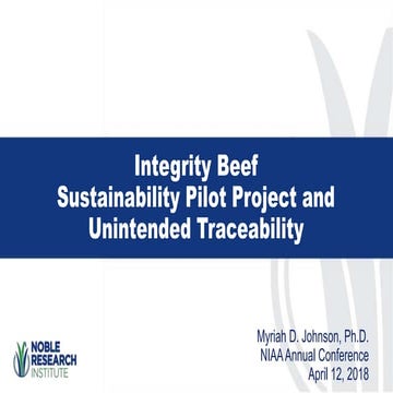 Dr. Myriah Johnson - Industry Perspective on Traceability - A Panel Discussion