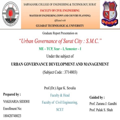 Urban Governance of Surat City : S.M.C.
