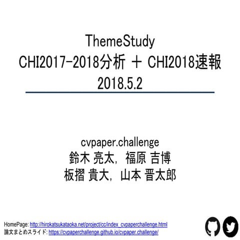 ThemeStudy ― CHI2017-2018分析 ＋ CHI2018速報