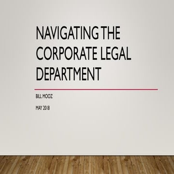 Navigating the Corporate Legal Department