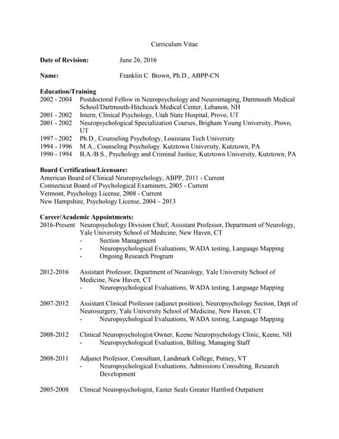 CV RHC 82016 UM Format | PDF | Brain and Nervous System Disorders ...