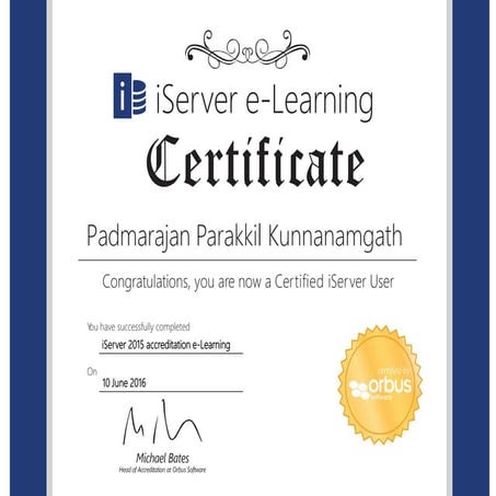 iServer User Certification - Padmarajan P K | PDF
