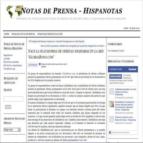 GlobalBono en Hispanotas 18 julio 2012