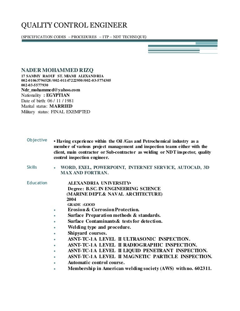 Qa Qc Engineer Qa Qc Engineer