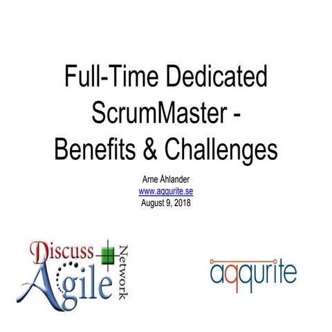 Full-Time Dedicated ScrumMaster