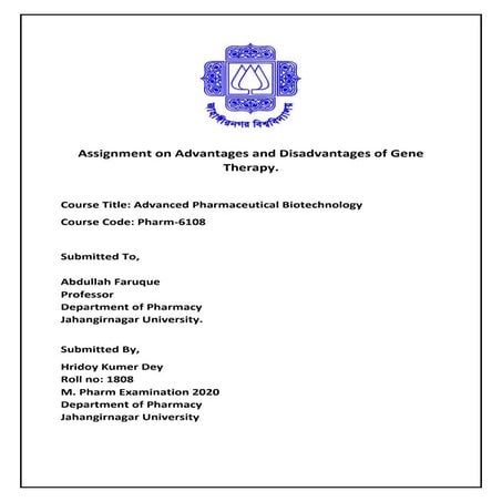 Assignment on Advantages and Disadvantages of Gene Therapy.pdf