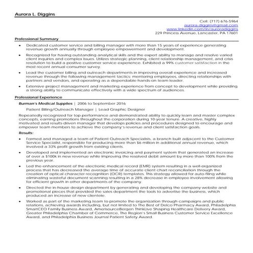 Aurora Diggins Resume