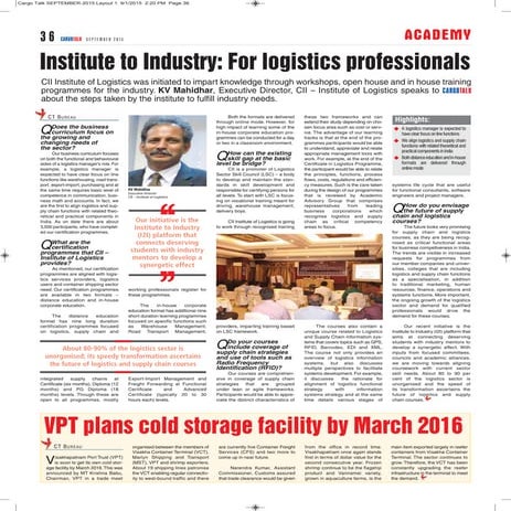 Institute to Industry For logistics professionals