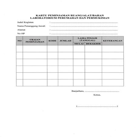 contoh kartu pinjaman alat copy