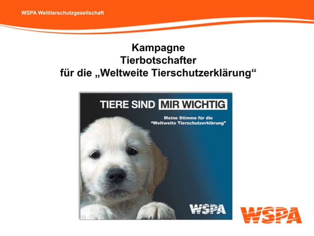 WSPA Kampagne Tierbotschafter für d...