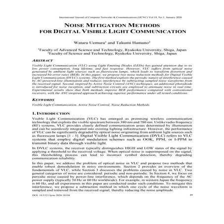 NOISE MITIGATION METHODS FOR DIGITAL VISIBLE LIGHT COMMUNICATION | PDF