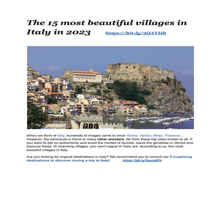 Top 10 Most Beautiful Cities in Italy, Your Ultimate Guide | PDF