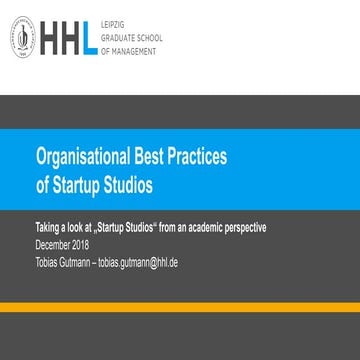 Organisational Best Practices of Startup Studios 