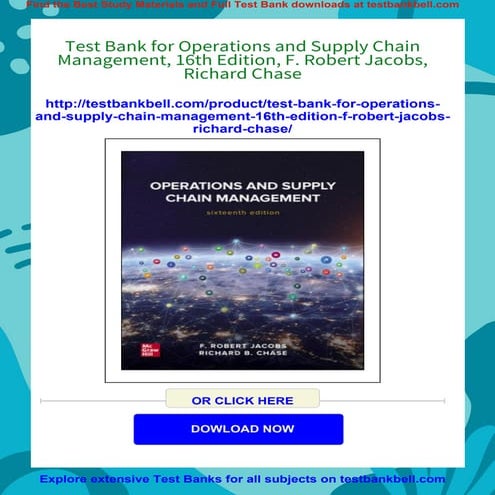 Test Bank for Operations and Supply Chain Management, 16th Edition, F ...