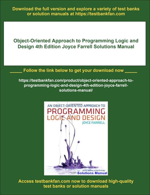 Object-Oriented Approach to Programming Logic and Design 4th Edition ...
