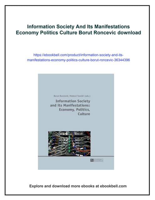 Information Society And Its Manifestations Economy Politics Culture Borut Ron...