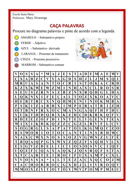 Caça-palavras - ortografia S, SS, X, C e Z | PDF